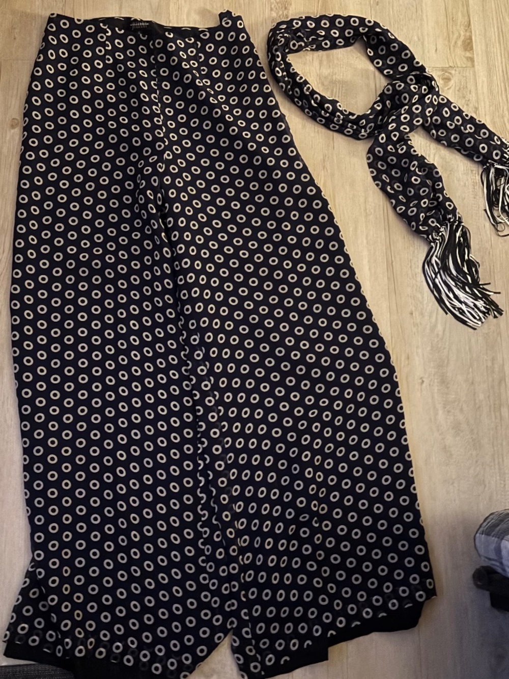 Vintage silk pants and matching scarf set
